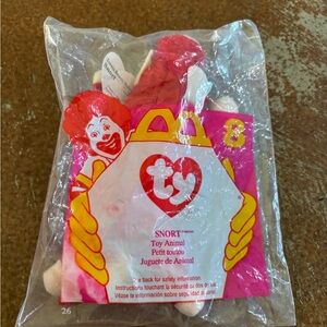 Ty Snort Bull Plush - Red and White